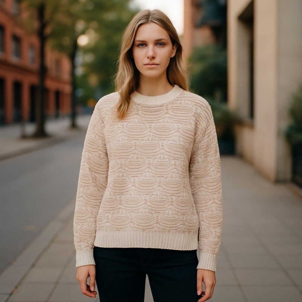 NWOT FATE Textured Chunky Sweater Beige Tan Medium